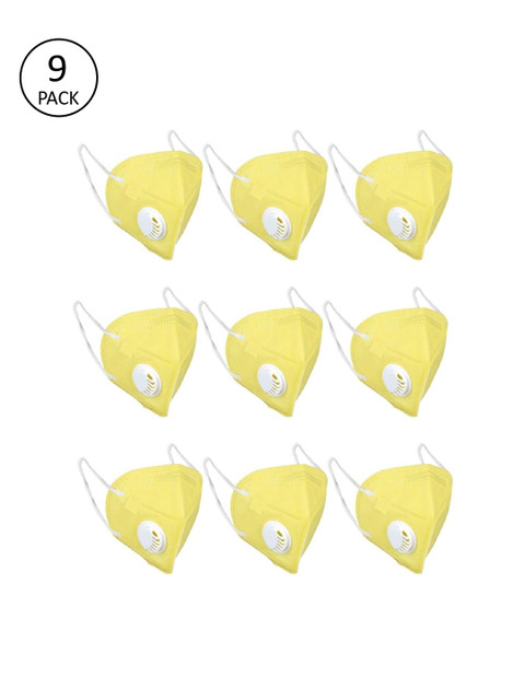 

OOMPH Unisex 9 Pcs Yellow 5-Ply Valved Anti-Pollution Reusable KN95 Masks