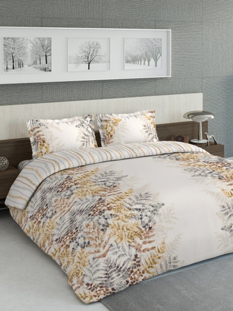 

DDecor Beige & Brown Printed AC Room Double King Bedding Set