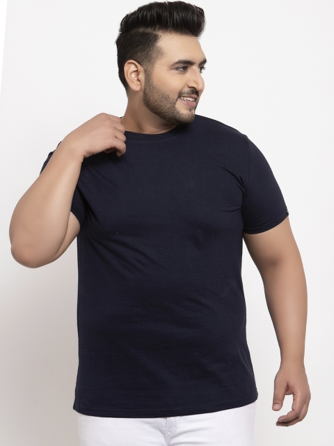 

Rodzen Men Navy Blue Solid Round Neck T-shirt