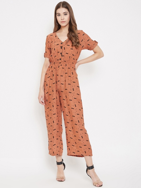 

LUCERO Women Brown & Black Printed Basic Jumpsuit