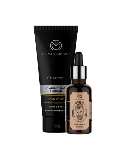 

THE MAN COMPANY Set of 2 Argan Geranium Beard Oil & Charcoal Face Wash, Black