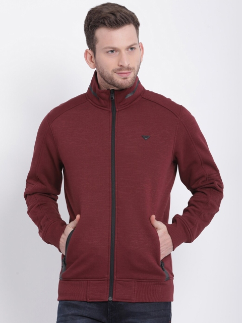 

t-base Men Maroon Solid Sweatshirt