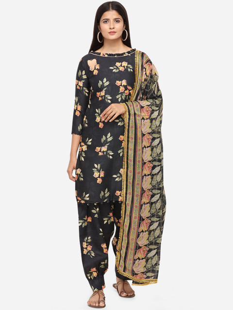 

SHAVYA Black Cotton Blend Unstitched Dress Material