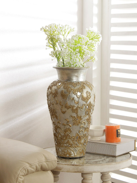 

Living Essence Silver-Toned & Gold-Toned Textured Azzure Polyresin Vase