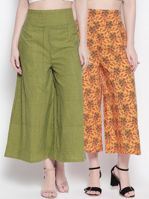 

Desi Weavess Women Set of 2 Regular Fit Printed Culottes, Yellow