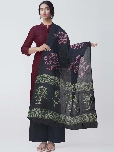 

Unnati Silks Navy Blue & Pink Printed Sustainable Dupatta