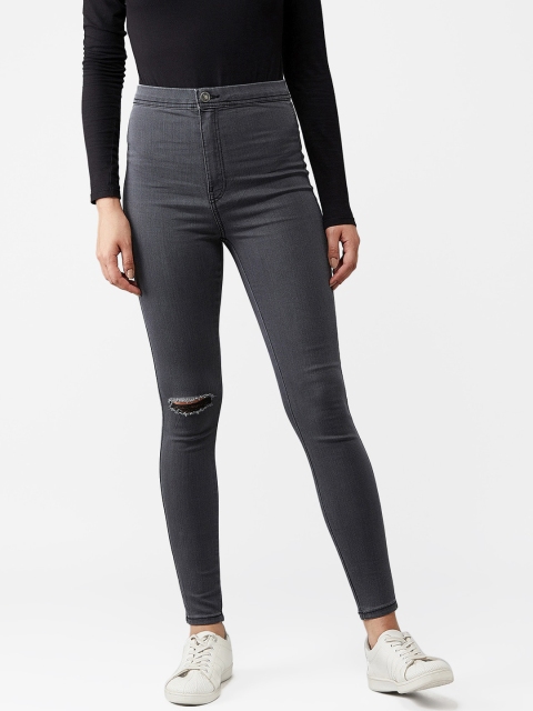 

Kotty Women Grey Skinny Fit High-Rise Slash Knee Jeans