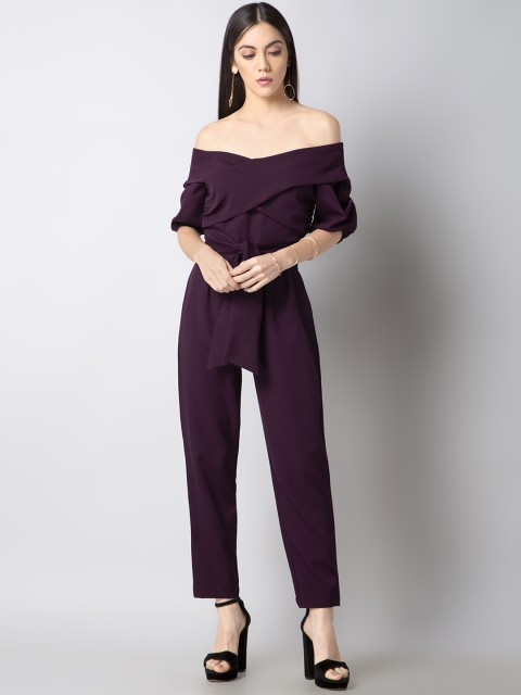 

FabAlley Women Purple Solid Basic Jumpsuit