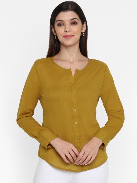 

Mode by Red Tape Women Mustard Yellow Regular Fit Solid Casual Shirt