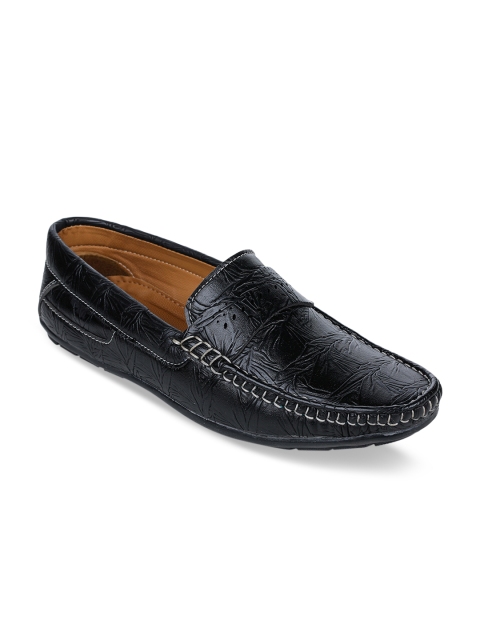 

Bruno Manetti Men Black Textured Leather Loafers