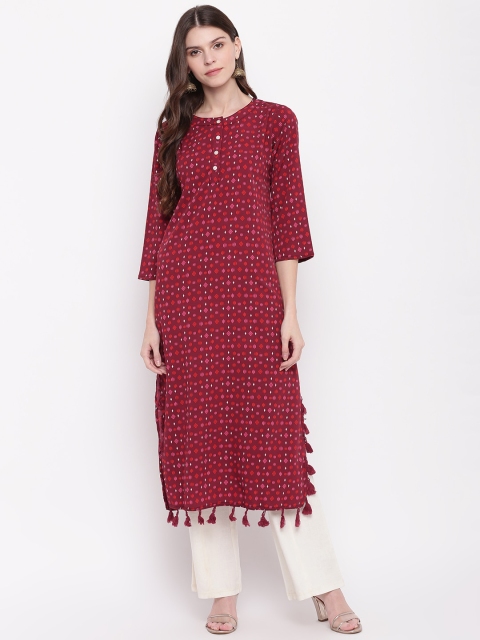 

Napra Women Maroon Printed Straight Kurta