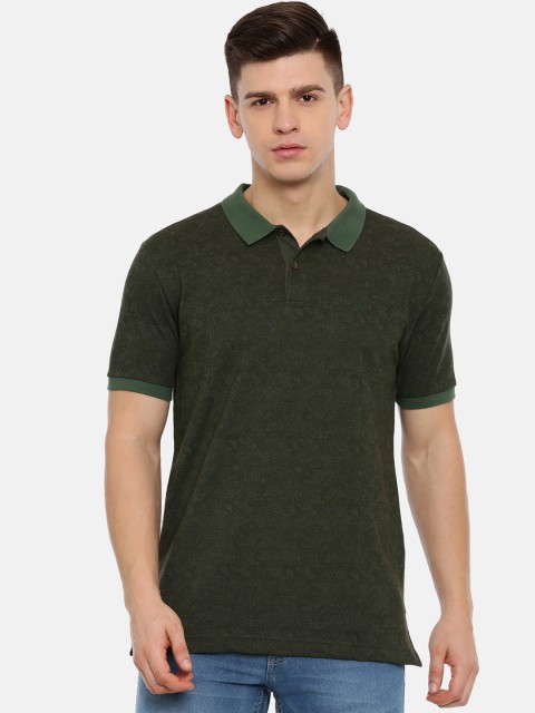 

Classic Polo Men Green Printed Polo Collar T-shirt