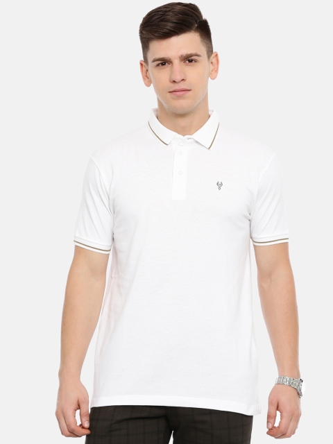 

Classic Polo Men White Solid Polo Collar T-shirt