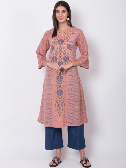 

Biba Women Pink Printed A-Line Kurta