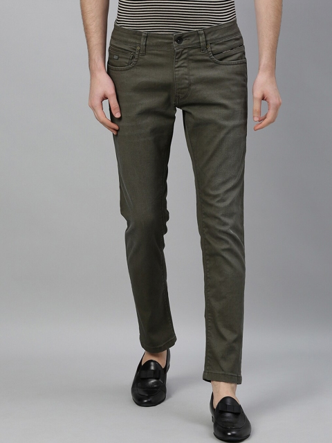 

RARE RABBIT Men Olive Green Slim Fit Mid-Rise Clean Look Jeans