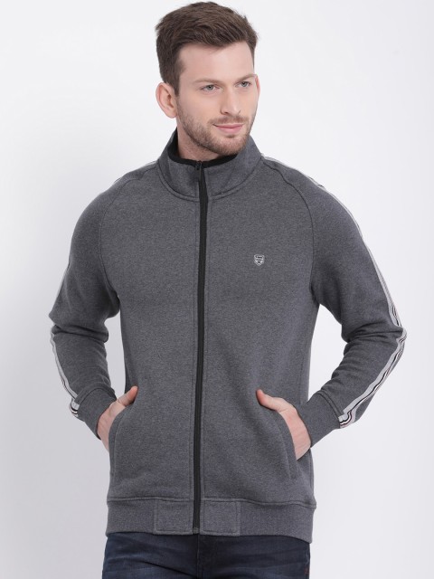 

t-base Men Grey Solid Fleece Sweatshirt
