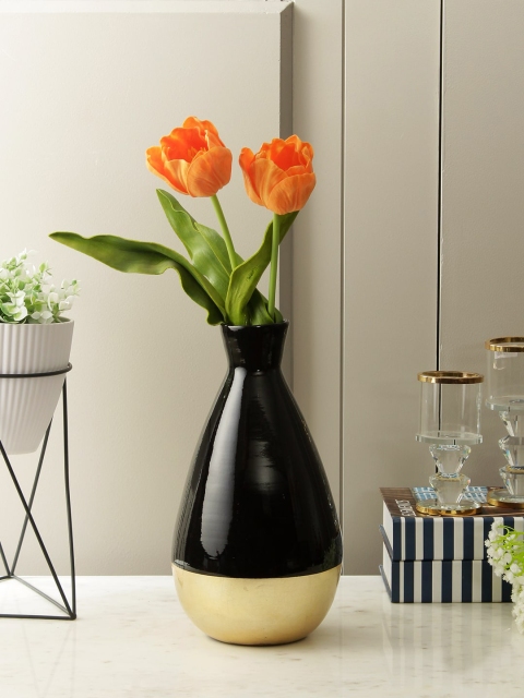 

Living Essence Black & Gold-Toned Colourblocked Eden Bamboo Vase