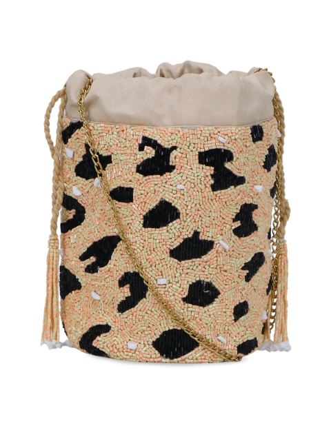 

Diwaah Beige & Black Embellished Potli Clutch