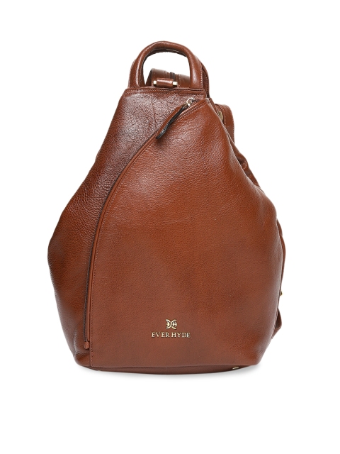 

EVER HYDE Women Rust Solid Leather Backpack