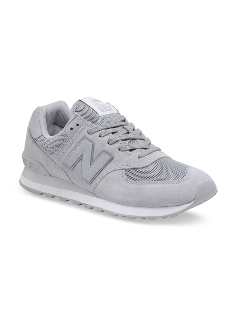 

New Balance Men Grey Woven Design Leather Sneakers