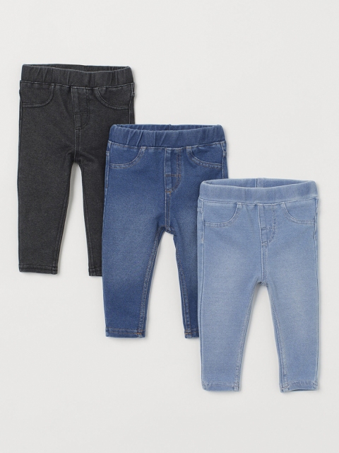

H&M Infants Pack Of 3 Denim Treggings, Blue