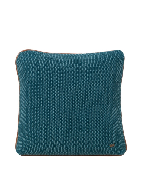 

Pluchi Teal Green Single Self Design Square Cotton Knitted Cushion Cover