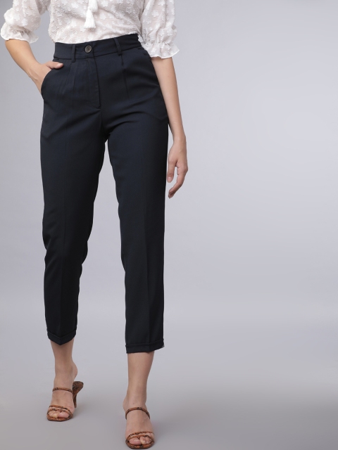 

Tokyo Talkies Women Blue Regular Fit Solid Regular Trousers