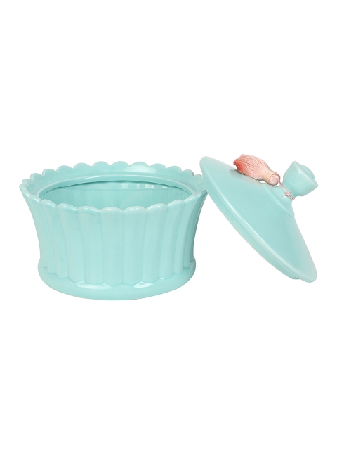 

Chumbak Turquoise Blue Solid Orante Undertaking Storage Jar