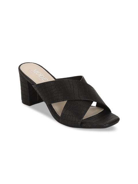 

Mode by Red Tape Women Black Solid Heeled Mules