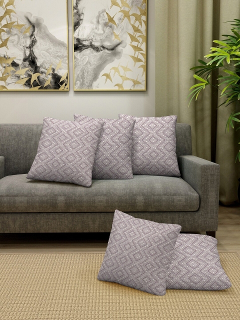 

KLOTTHE Set Of 5 Lavender & White Woven-Design Square Cushions