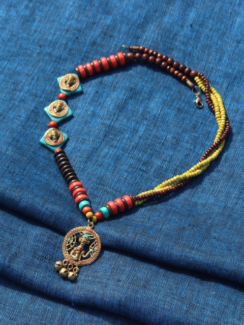 

ExclusiveLane Multicoloured Bohemian Handcrafted In Dhokra Art Necklace, Multi