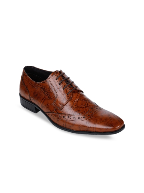 

Bruno Manetti Men Brown Textured Leather Formal Derbys