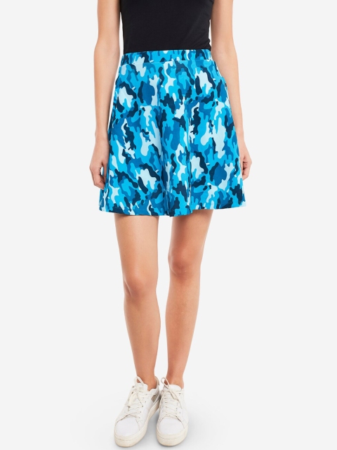 

Smarty Pants Women Blue Camouflage Printed Flared Mini Skirt