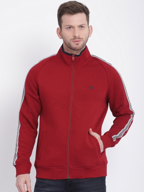 

t-base Men Red Solid Fleece Sweatshirt