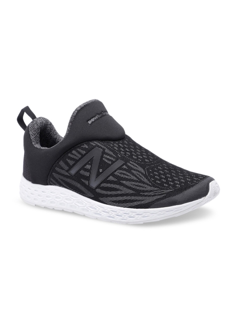 New Balance Men Black Woven Design Slip-On Sneakers