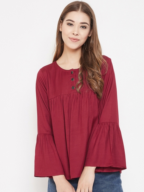 

LUCERO Women Red Solid A-Line Top
