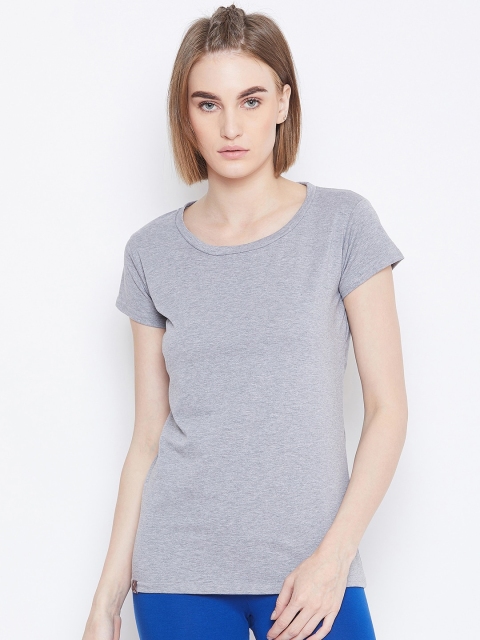 

ALIZA Women Grey Solid Round Neck T-shirt