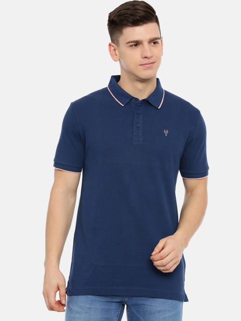 

Classic Polo Men Navy Blue Solid Polo Collar T-shirt