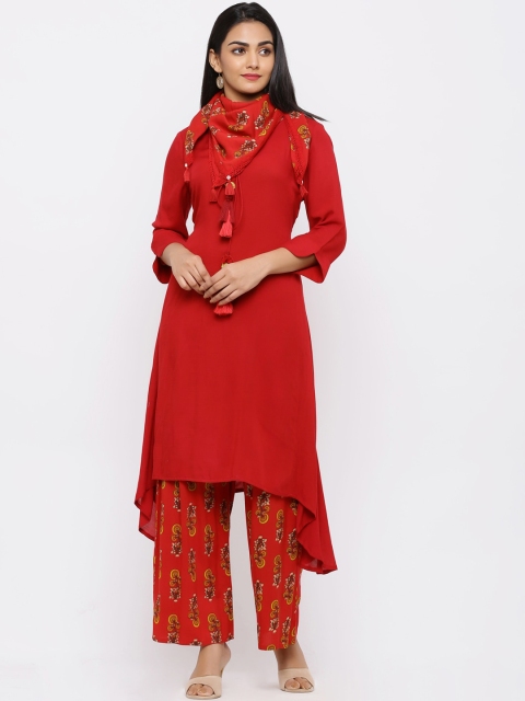 

Juniper Women Red Solid A-Line Kurta