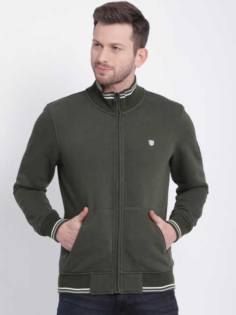 

t-base Men Olive Green Solid Sweatshirt