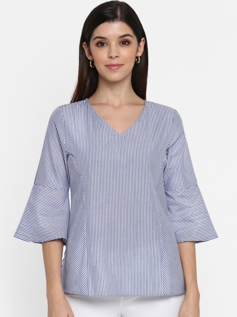 

Mode by Red Tape Women Blue & White Striped Top