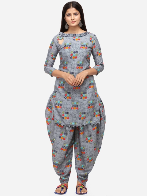 

SHAVYA Grey Cotton Blend Unstitched Dress Material