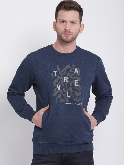 

t-base Men Blue & White Printed Sweatshirt