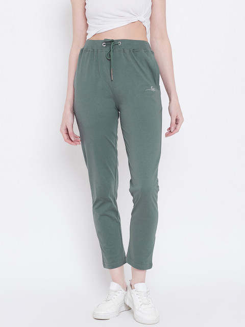 

METTLE Women Olive Green Solid Track Pants