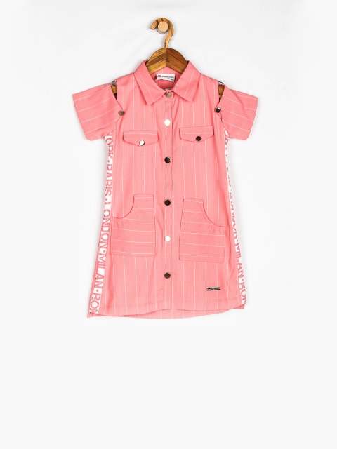 

Peppermint Girls Peach-Coloured Striped Shirt Dress