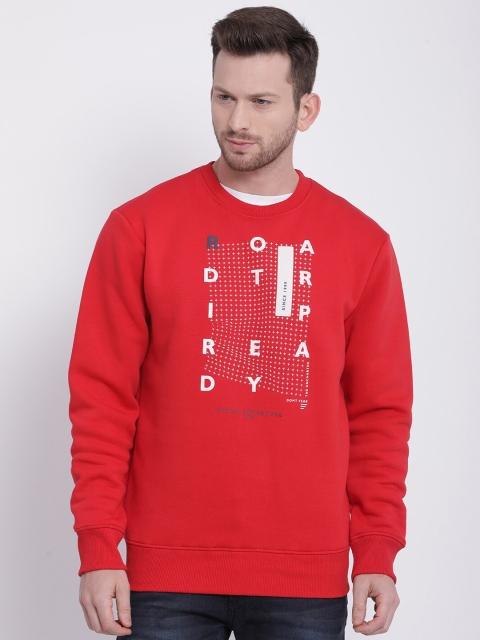 

t-base Men Red & White Printed Sweatshirt