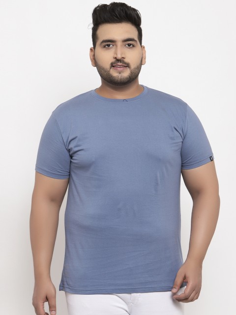

Rodzen Men Blue Solid Round Neck T-shirt