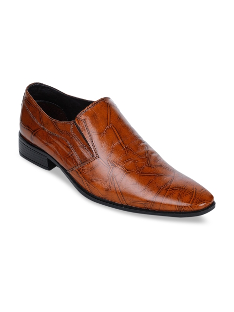 

Bruno Manetti Men Brown Textured Leather Party Slip-Ons