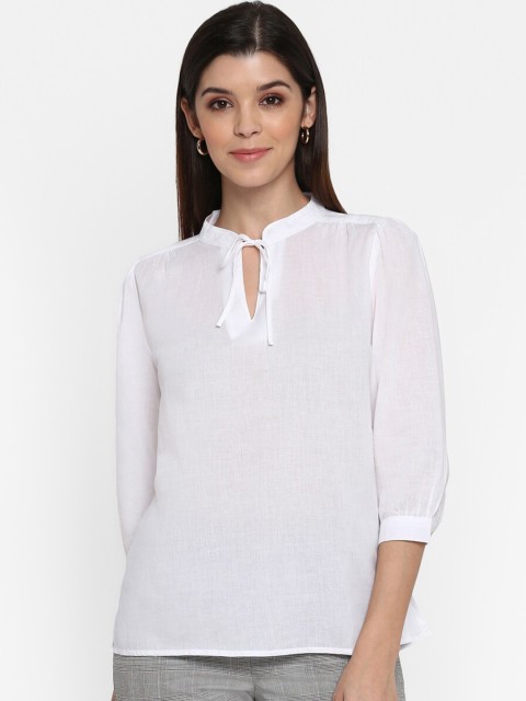 

Mode by Red Tape Women White Solid Pure Cotton Top