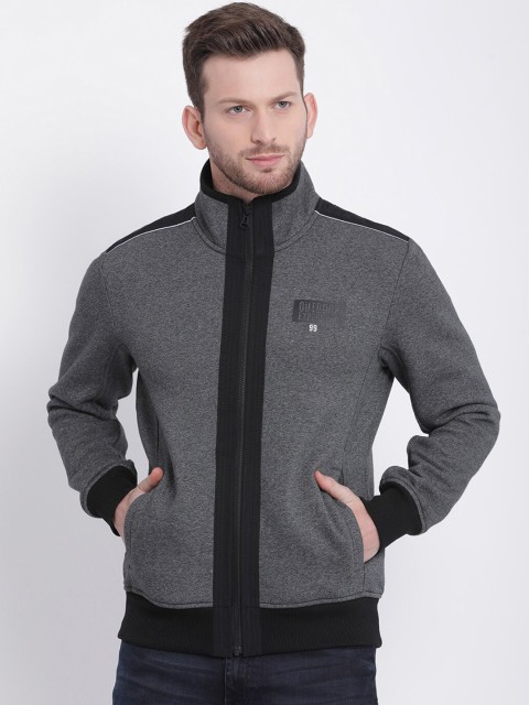 

t-base Men Grey & Black Solid Sweatshirt